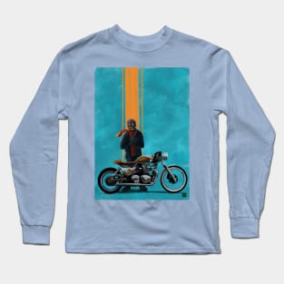 Vintage caferacer red scarf rider Long Sleeve T-Shirt